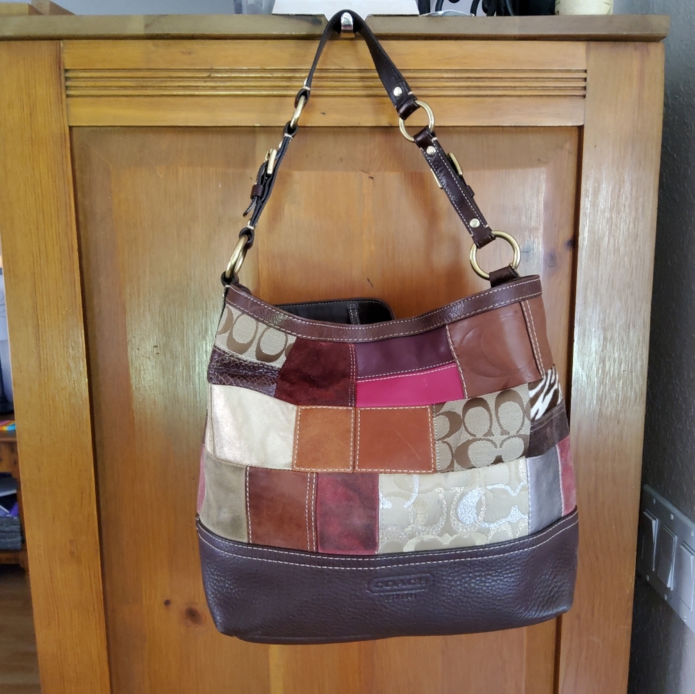 Authentic Coach Holiday Patchwork Hand Bag Guc - image 2